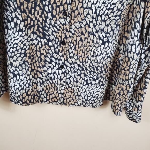 Vintage Liz Baker Print Button Up Blouse Size 18 - Picture 8 of 10